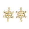 Brass Pave Clear Cubic Zirconia Helm Connector Charms KK-C114-11G-1