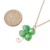 Dyed Natural Malaysia Jade Shamrock Pendant Shamrock Necklaces NJEW-JN05102-02-3