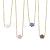 Natural Lepidolite & Larvikite & Lapis Lazuli & Rose Quartz & Tiger Eye Star Pendant 304 Stainless Steel Cable Chain Necklaces NJEW-JN05721-1