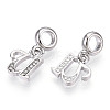 Platinum Rack Plating Alloy Rhinestone European Dangle Charms PALLOY-T048-36P-U-2