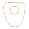 Brass Figaro Chain Necklaces and Bracelets Sets SJEW-N0039-01G-1