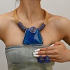 Aluminum Wire Wrapped Acrylic Trapezoid Pendant Necklaces & Flat Round Dangle Earrings Sets WGDE258-02-1