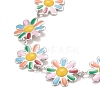 Enamel Daisy Link Chains Bracelet BJEW-P271-01P-02-2