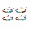 Natural & Synthetic Mixed Gemstone Chips Braided Bead Bracelet BJEW-JB08079-1