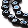 Handmade Evil Eye Lampwork Flat Round Bead Strands LAMP-L058-8mm-20-3
