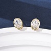Brass Micro Pave Clear Cubic Zirconia Stud Earrings EJEW-C174-02E-G-1