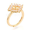 Rhombus Brass Micro Pave Clear Cubic Zirconia Cup Peg Ring Settings KK-T076-17G-1