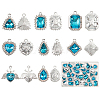 40Pcs 8 Style Platinum Plated Alloy Glass Pendants Sets ALRI-PH0001-27B-6