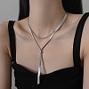 316 Surgical Stainless Steel Snake Chain Slider Lariat Necklaces for Women FS-WG6B247-01-3