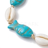 Natural Shell & Synthetic Turquoise Braided Bead Bracelets AJEW-AN00562-5