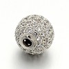 CZ Brass Micro Pave Cubic Zirconia Round Beads ZIRC-L017-01P-2