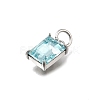 Rectangle Brass with Glass Charms KK-G525-05P-3