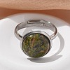Half Round Natural & Synthetic Gemstone Finger Rings RJEW-M062-01P-23-6