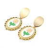 304 Stainless Steel & Cloth Embroidery Stud Dangle Earrings EJEW-JE07298-02-4