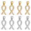 8Pcs 2 Colors Brass Micro Pave Cubic Zirconia Pendants KK-BC0015-04-1