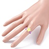 Handmade Flower Polymer Clay Cuff Ring for Teen Girl Women RJEW-JR00403-7