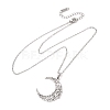 304 Stainless Steel Hollow Flower Moon Pendant Cable Chain Necklaces for Men Women NJEW-K308-01A-P-4