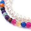Natural Agate & Freshwater Pearl Beaded Bracelet Sets BJEW-JB05145-03-2
