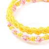 2Pcs 2 Colors Peach Blossom Braided Cord Bracelet BJEW-JB07610-01-4