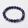 Natural Sodalite Round Beaded Stretch Bracelets BJEW-F203-05-6