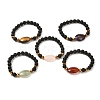 Natural Lava Rock & Oval Mixed Stone Beads Stretch Bracelet BJEW-JB07077-1
