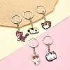 5Pcs 5 Style Cute Cartoon PVC Plastic Cat Pendant Keychain KEYC-YW0001-17-1