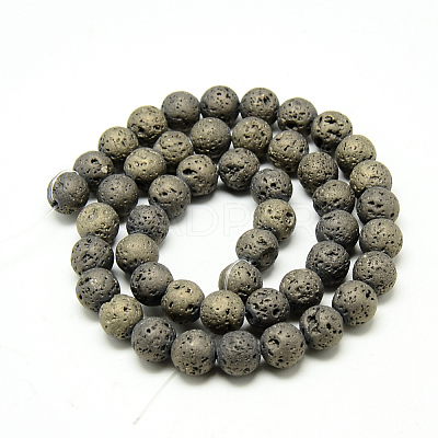 Electroplate Natural Lava Rock Beads Strands G-T058-03H-4MM-1