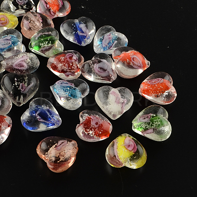 Handmade Luminous Inner Flower Lampwork Beads X-LAMP-R128-M-1