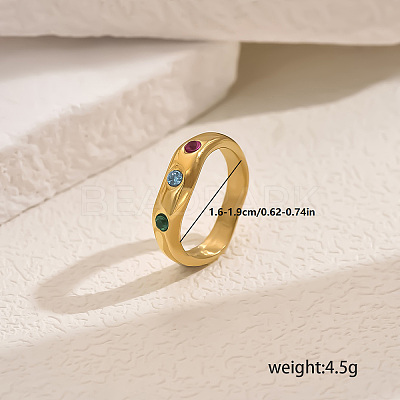 Heart Brass Micro Pave Cubic Zirconia Finger Rings for Women MC1356-5-1