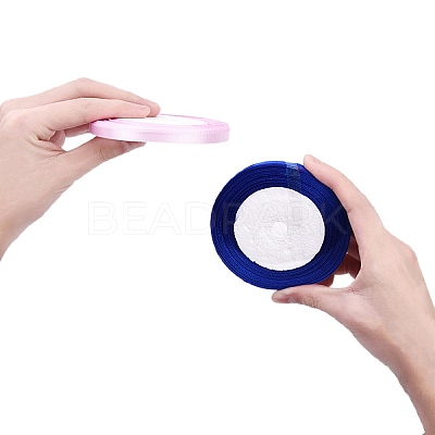 10 Rolls 10 Colors Single Face Satin Ribbon SRIB-YW0001-01-1