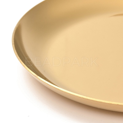 Flat Round 430 Stainless Steel Jewelry Display Plate STAS-P289-01G-1