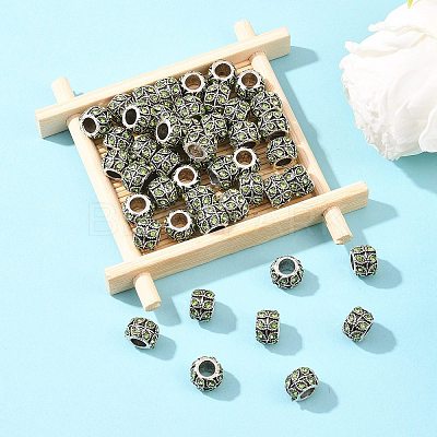 Antique Silver Plated Alloy Rhinestone Large Hole European Beads MPDL-R041-02D-1