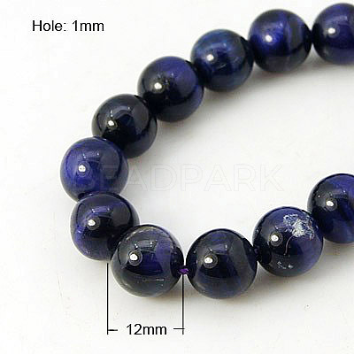 Natural Blue Tiger Eye Beads Strands G-G099-12mm-13-1
