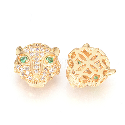Brass Micro Pave Cubic Zirconia Beads ZIRC-S053-YS014G-2-1