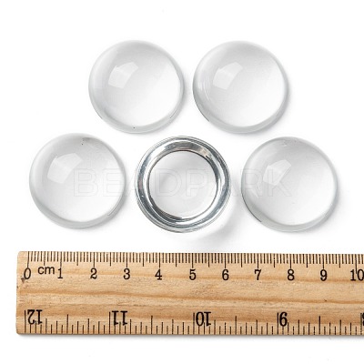 Transparent Half Round Glass Cabochons GGLA-R027-30mm-1
