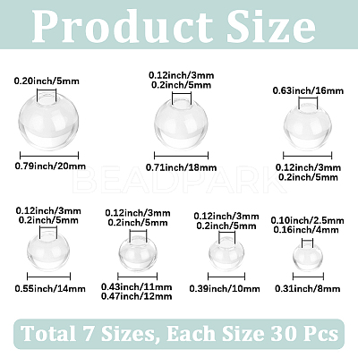 210Pcs Round Mechanized One Hole Blown Glass Globe Ball Bottles BLOW-PA0001-04C-1