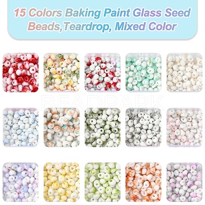 127.5G 15 Colors Baking Paint Glass Seed Beads SEED-FS0001-40-1