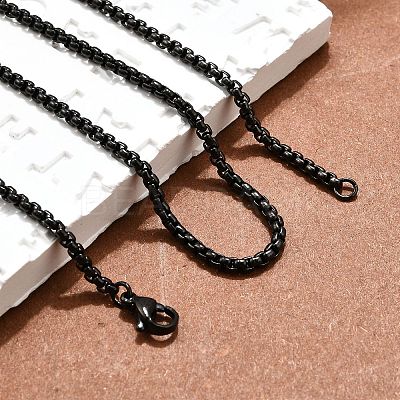 304 Stainless Steel Box Chain Necklaces NJEW-P244-01B-1