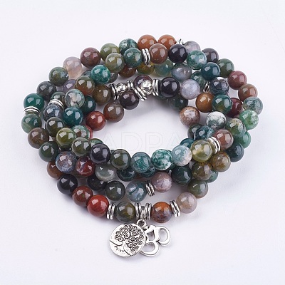 Natural Indian Agate Wrap Bracelets BJEW-E329-06E-1