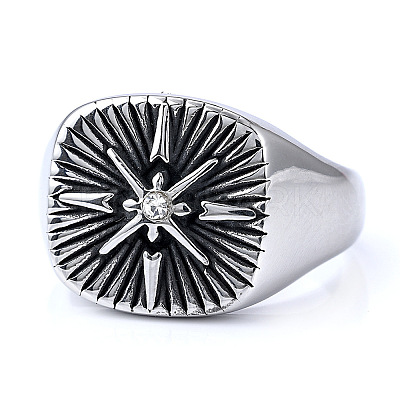 316 Stainless Steel with Cubic Zirconia Finger Rings for Men FS-WGEFB28-02-1