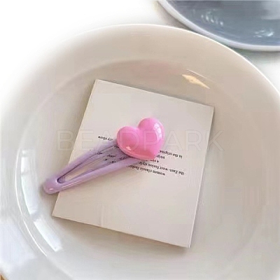 5Pcs 5 Colors Sweet Sister Love Heart Enamel Hair Clip PW-WGD3EA3-01-1