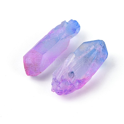 3Pcs Electroplate Natural Quartz Crystal Beads Strands G-FS0001-52-1