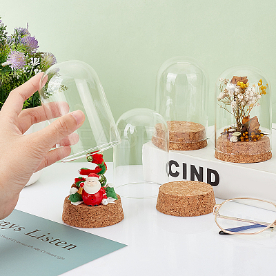 4 Sets Transparent Glass Dome Jar Cloche Display Cases AJEW-PH0011-24B-1