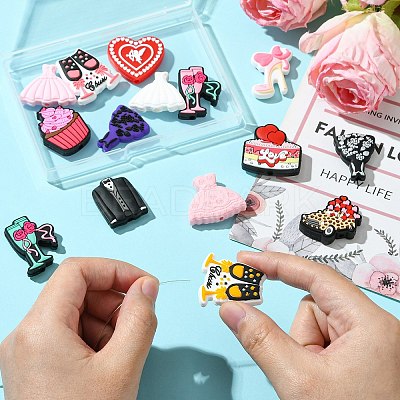 15Pcs 15 Styles Food Grade Silicone Focal Beads SIL-CJ0002-49-1