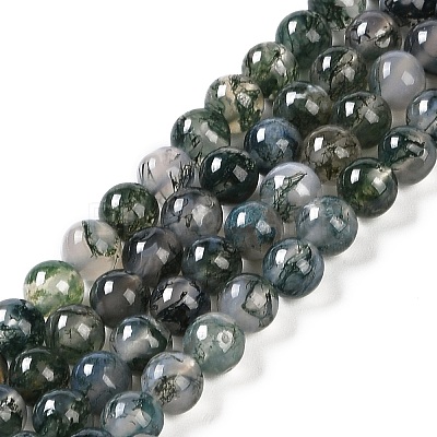 Natural Moss Agate Bead Strands X-G-J358-01-6mm-1