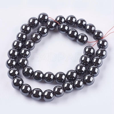Non-magnetic Synthetic Hematite Bead Strands G-R193-19-10mm-1