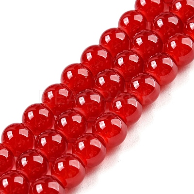 Baking Paint Imitation Jade Glass Round Bead Strands DGLA-Q021-6mm-29-1