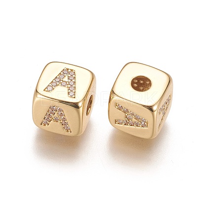 Brass Micro Pave Cubic Zirconia Beads LS-KK-K238-16G-A-1