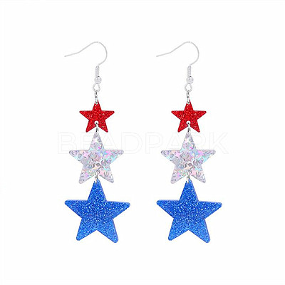 Independence Day Alloy Acrylic Dangle Earrings FS-WG49294-02-1