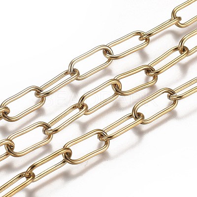 Ion Plating(IP) 304 Stainless Steel Paperclip Chains CHS-A006-01G-1